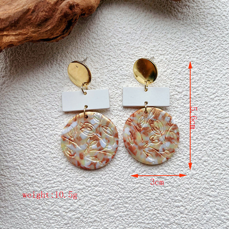 Terrazzo Clay Geometric Statement Drop Earrings - I