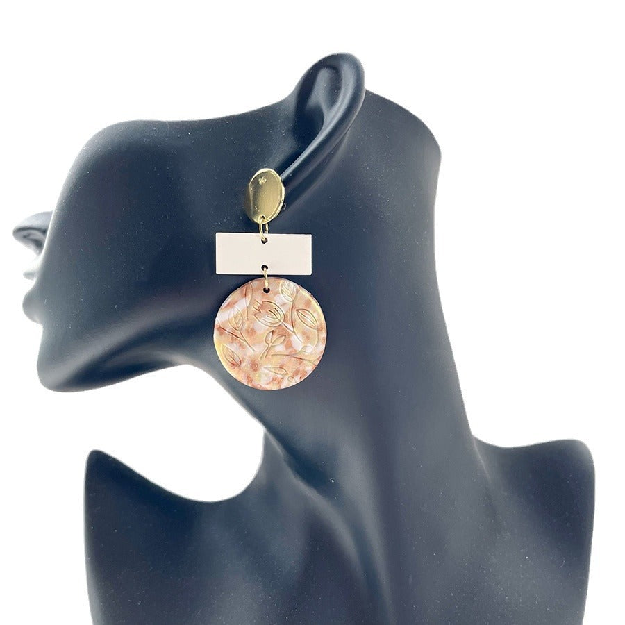 Terrazzo Clay Geometric Statement Drop Earrings - view 1