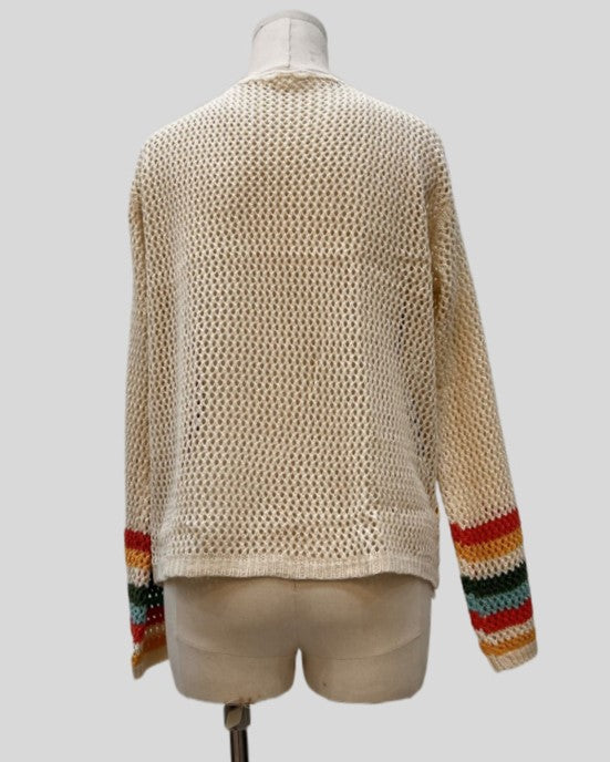 Granny Square Crochet Open Cardigan - Apricot - 2