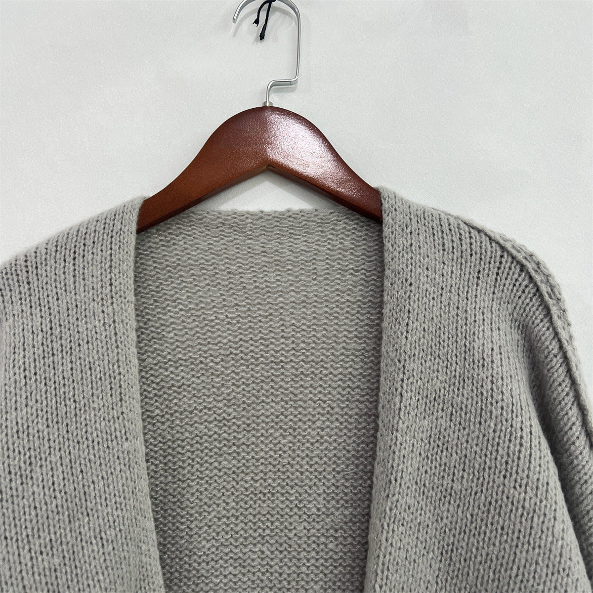 Slouchy Oversized Open Front Chunky Cardigan - DarkGrey - 1