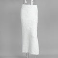 Fuzzy Knit Bodycon Maxi Skirt - White