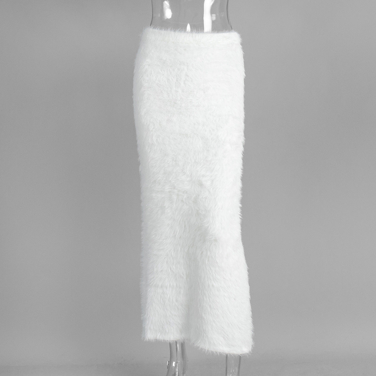 Fuzzy Knit Bodycon Maxi Skirt - White