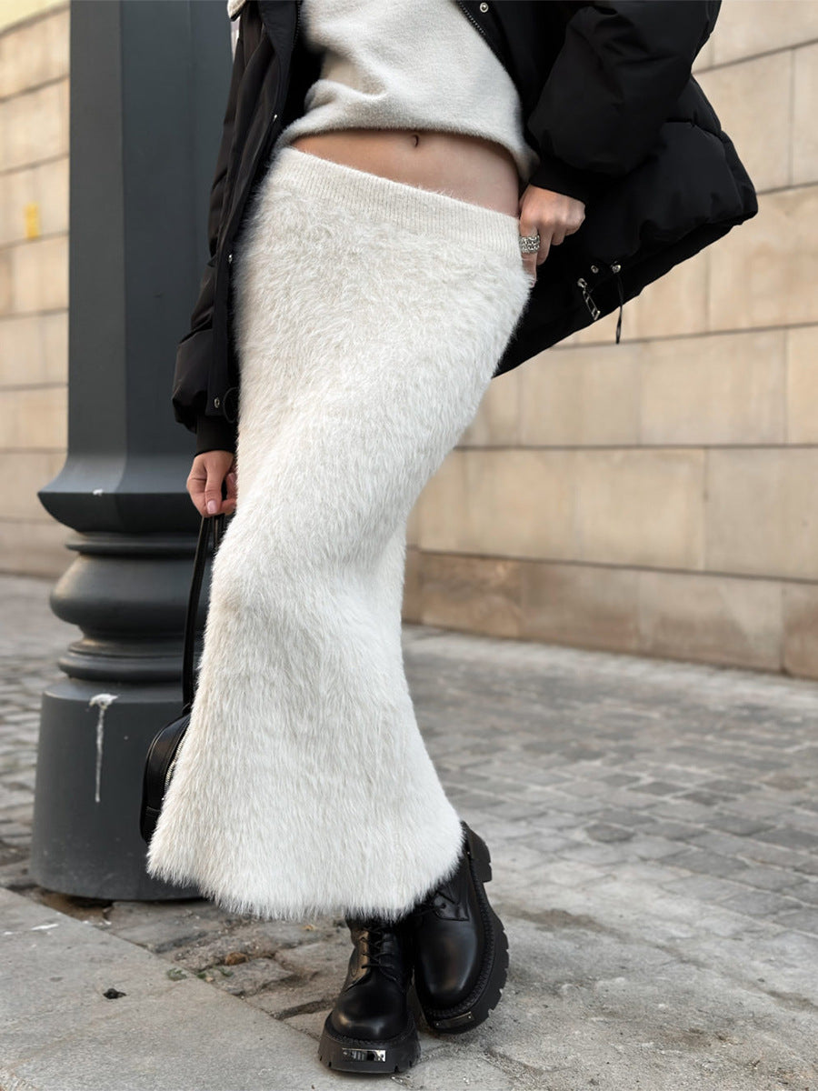 Fuzzy Knit Bodycon Maxi Skirt