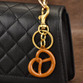 Resin Pretzel Charm Bag Keychain - Gold