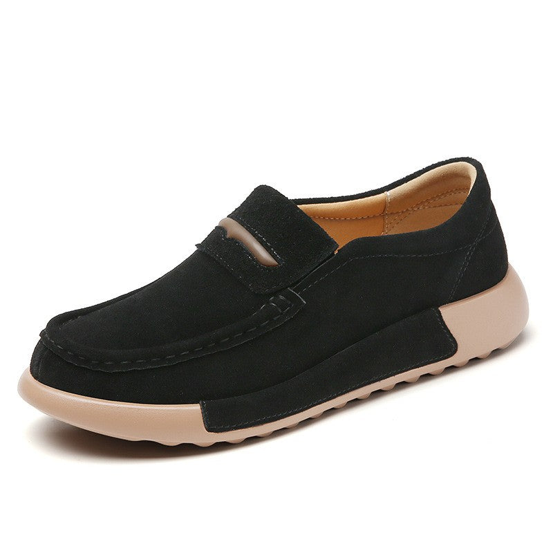 Suede Platform Penny Loafers - Black