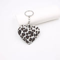 Plush Leopard Heart Keyring Charm - White