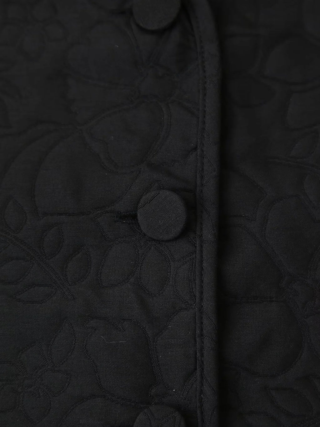 Collarless Floral Quilted Cropped Jacket - Black - 8