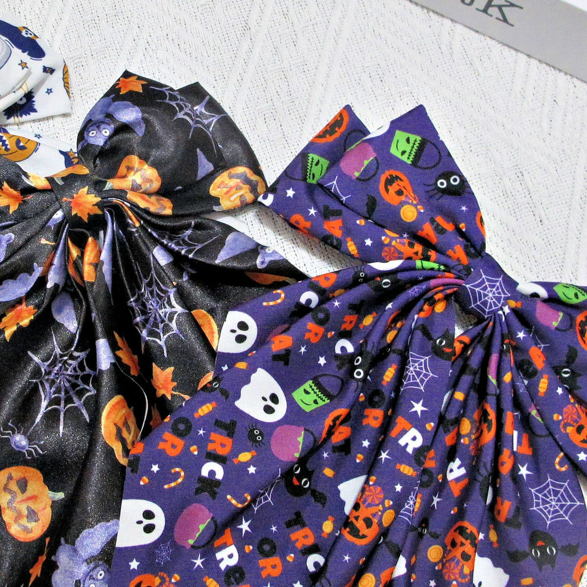 Halloween Pumpkin Print Long Tail Bow Barrette - view 1