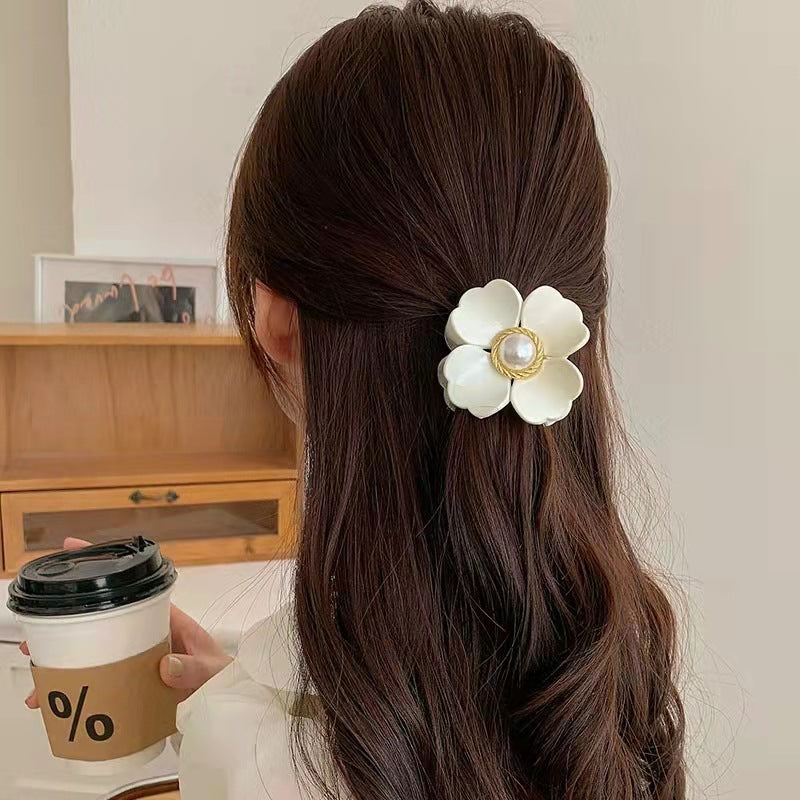 Pearl Centre Flower Hair Claw Clip - view 2