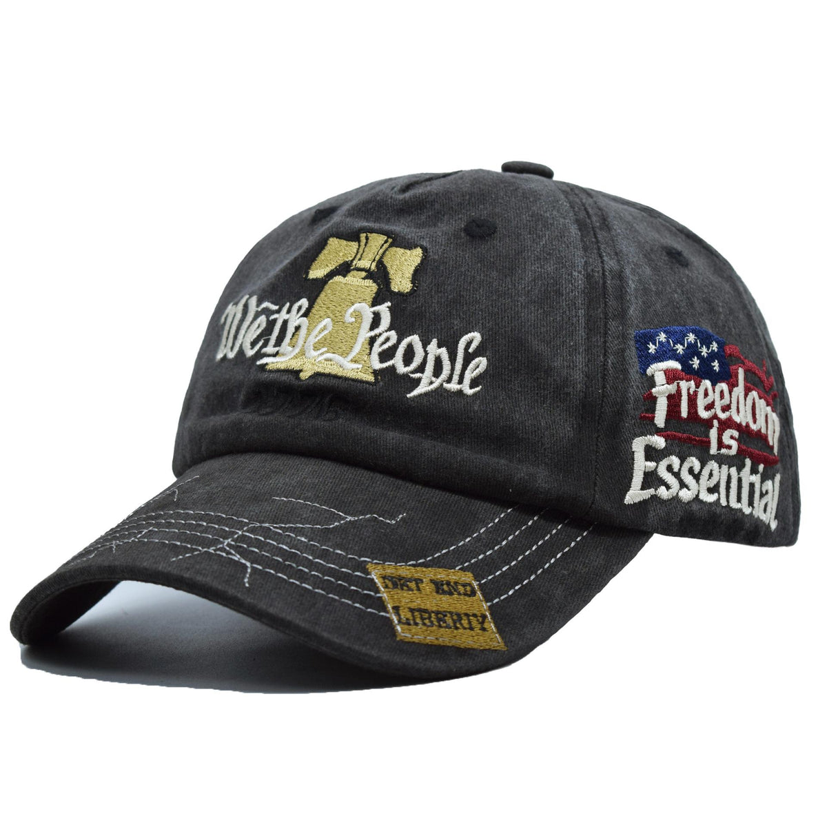 We The People Distressed Baseball Cap - Black