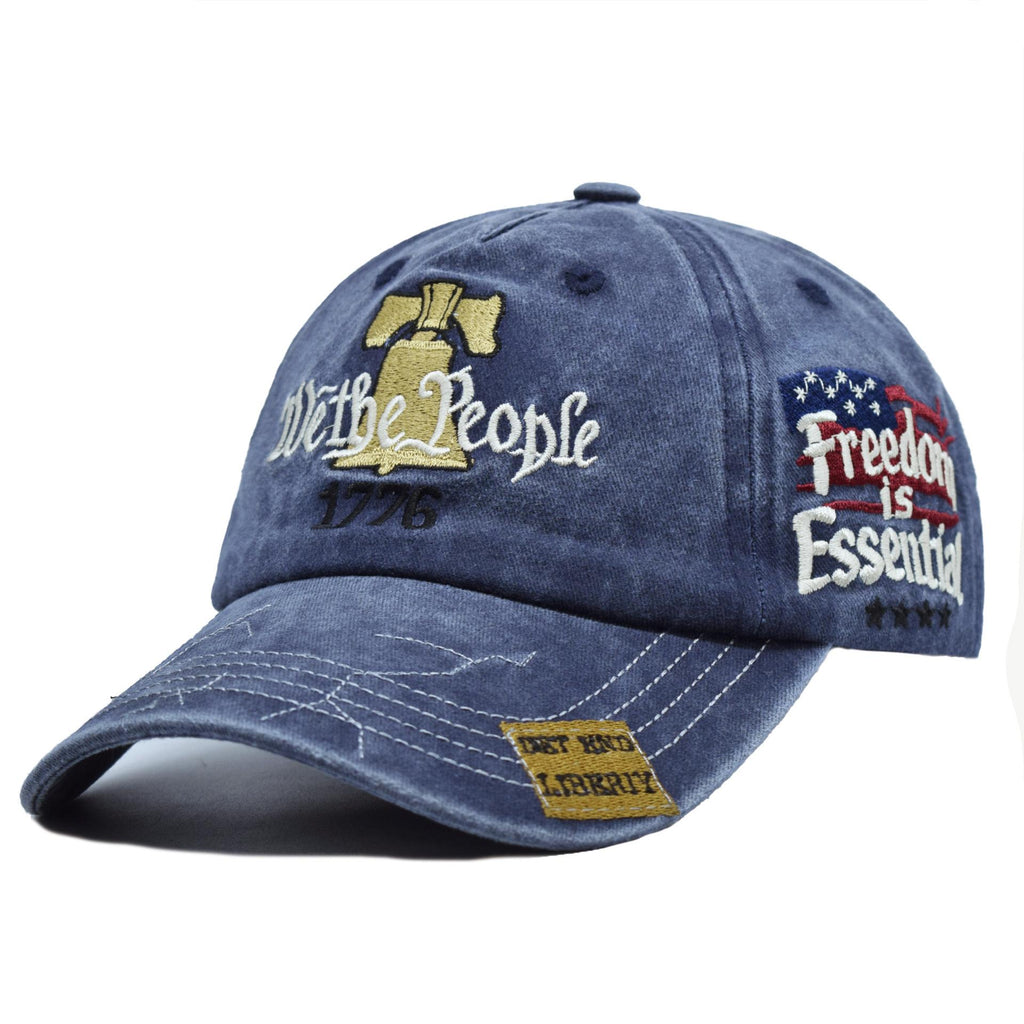 We The People Distressed Baseball Cap - Blue