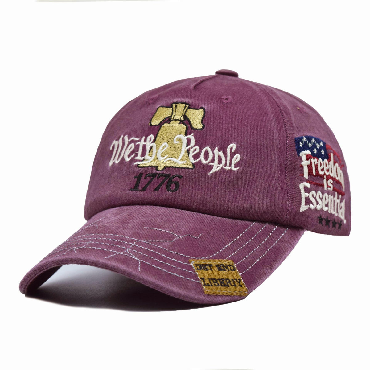 We The People Distressed Baseball Cap - Wine_Red