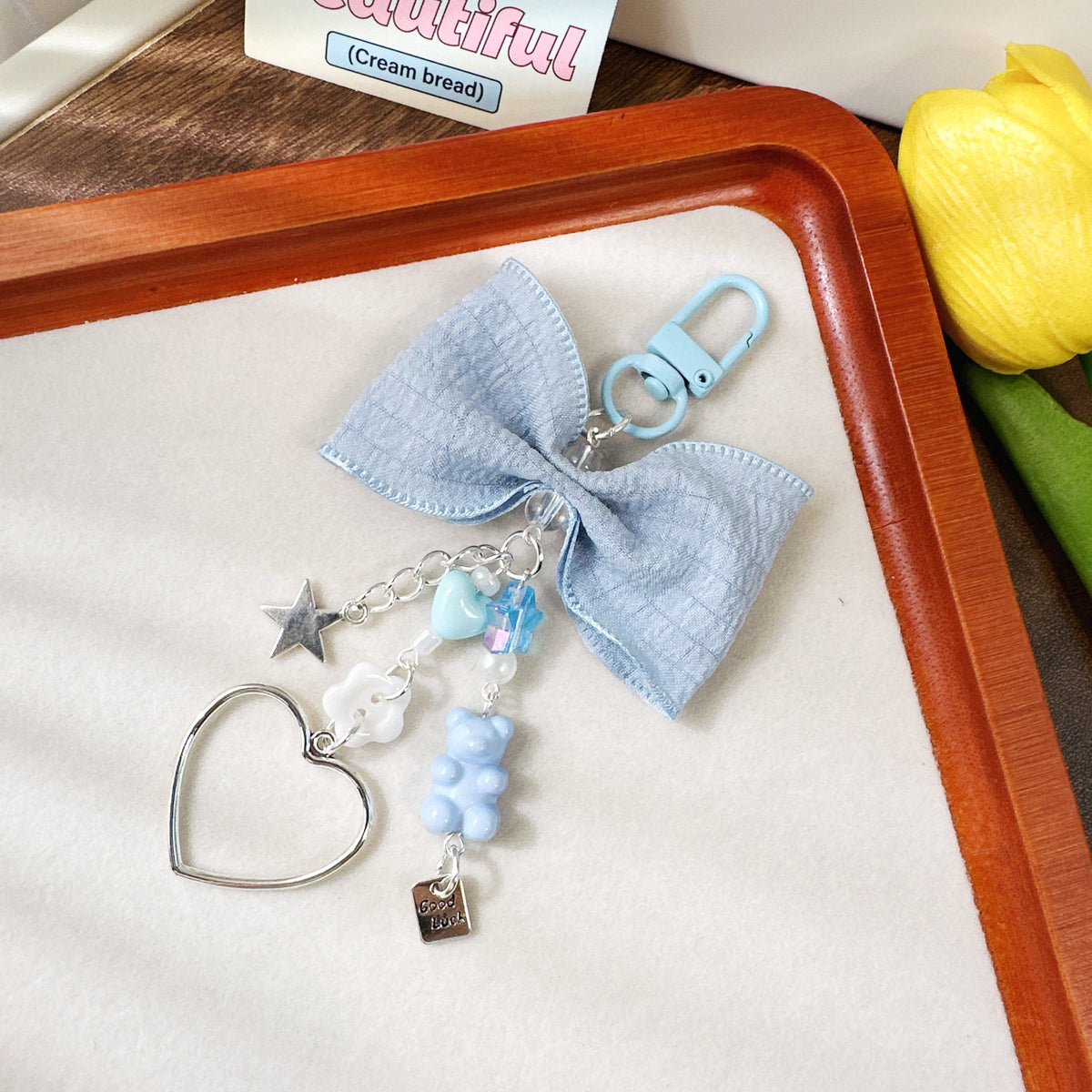 Pastel Bow Beaded Keychain Phone Charm - Color_02
