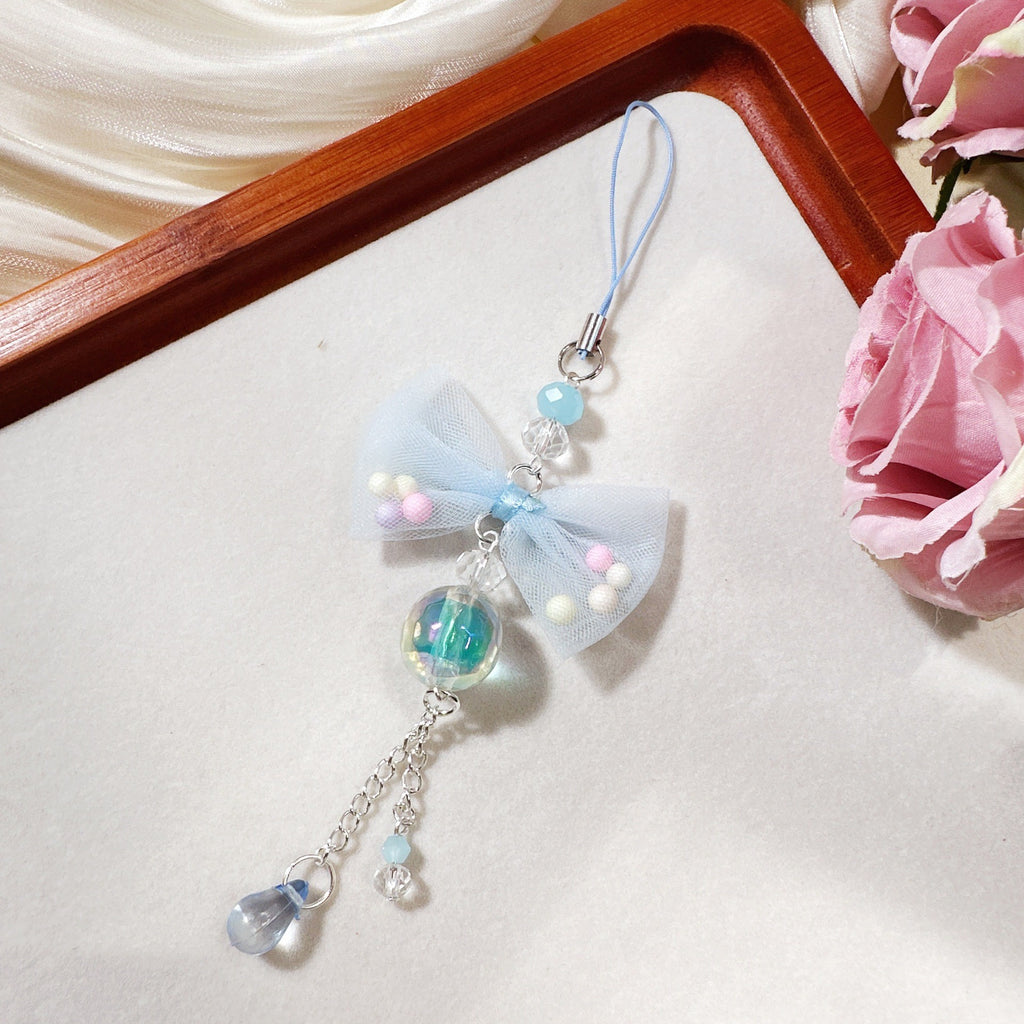 Pastel Bow Beaded Keychain Phone Charm - Color_06