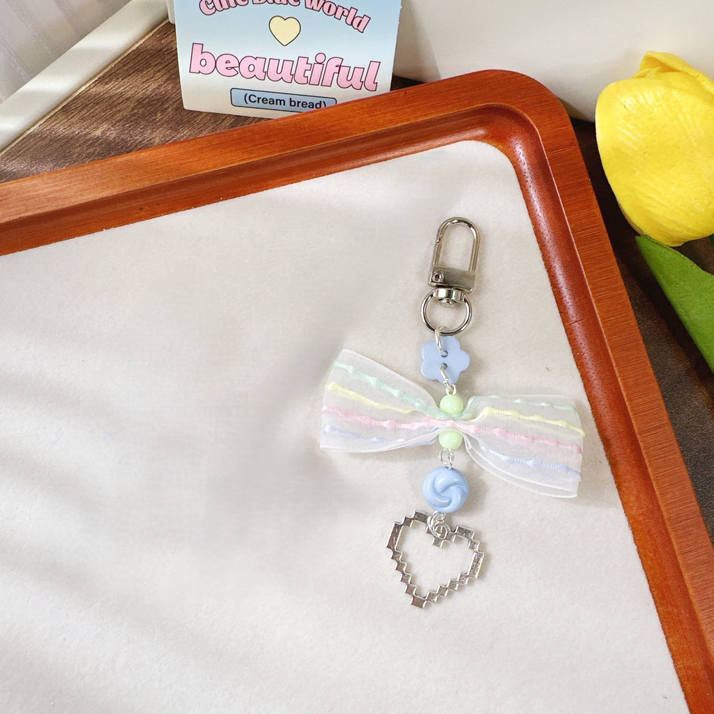 Pastel Bow Beaded Keychain Phone Charm - Color_10
