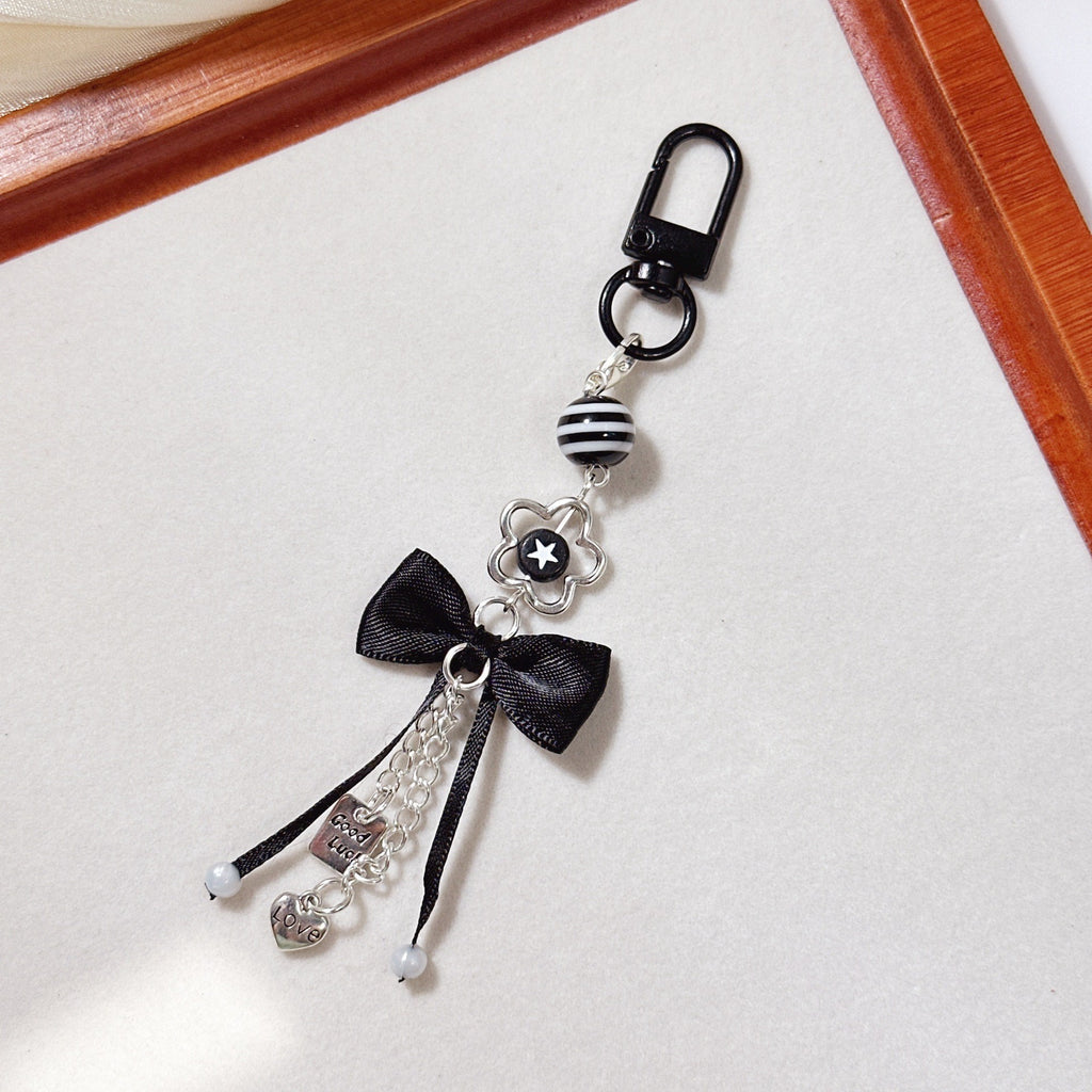 Pastel Bow Beaded Keychain Phone Charm - Color_17