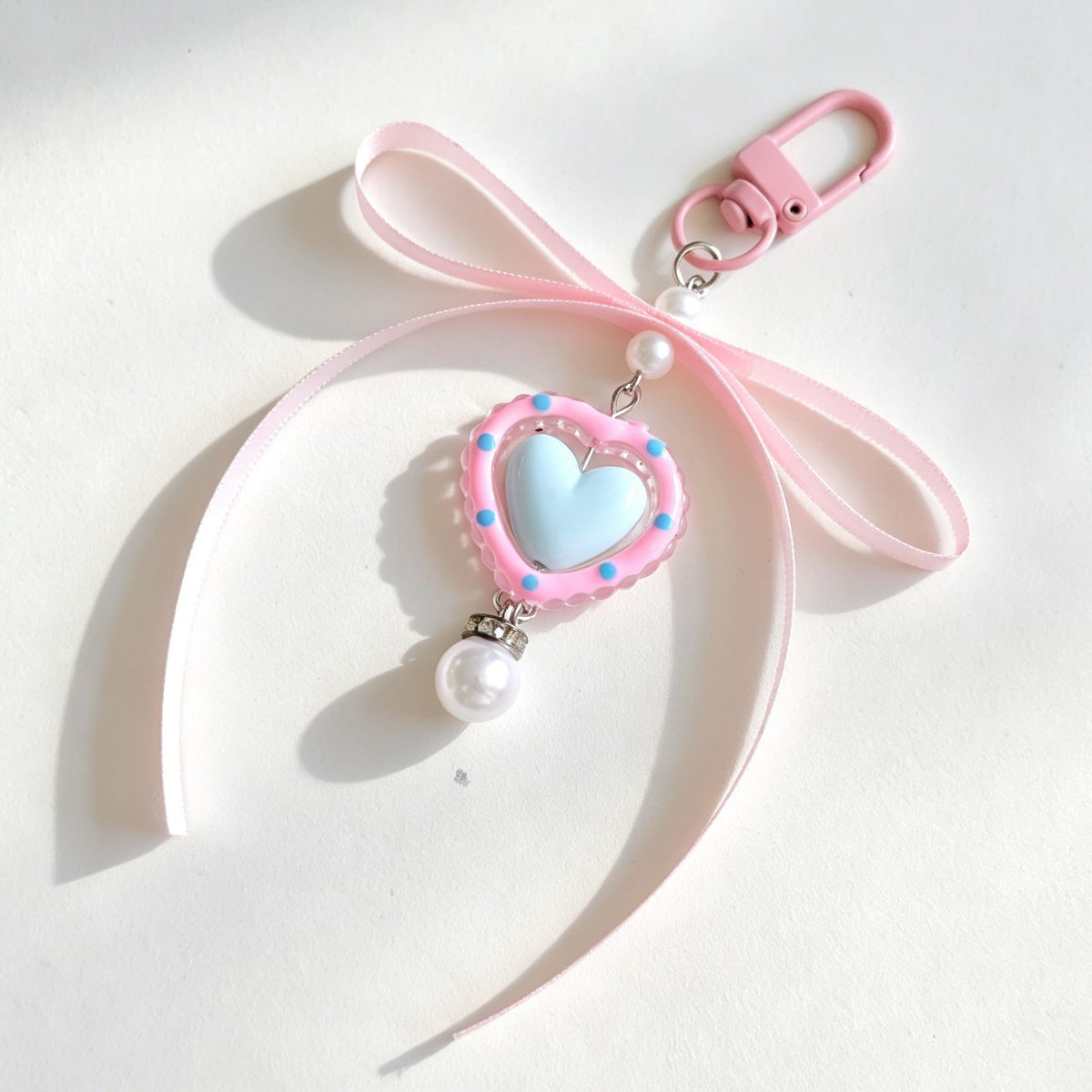 Pastel Bow Beaded Keychain Phone Charm - Color_22