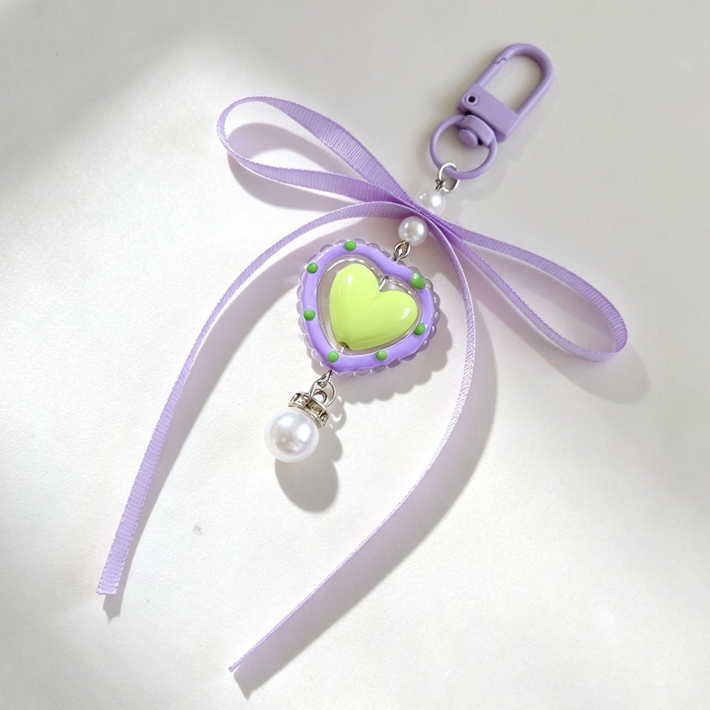 Pastel Bow Beaded Keychain Phone Charm - Color_23