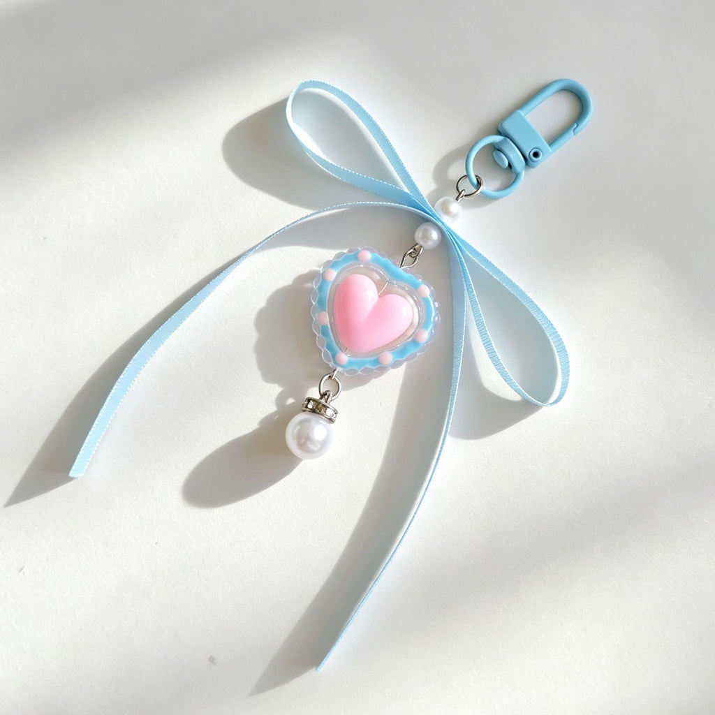 Pastel Bow Beaded Keychain Phone Charm - Color_24
