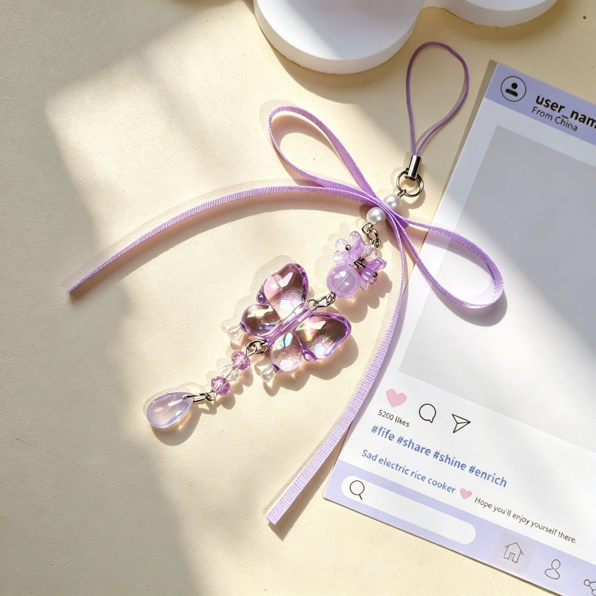 Pastel Bow Beaded Keychain Phone Charm - Color_27