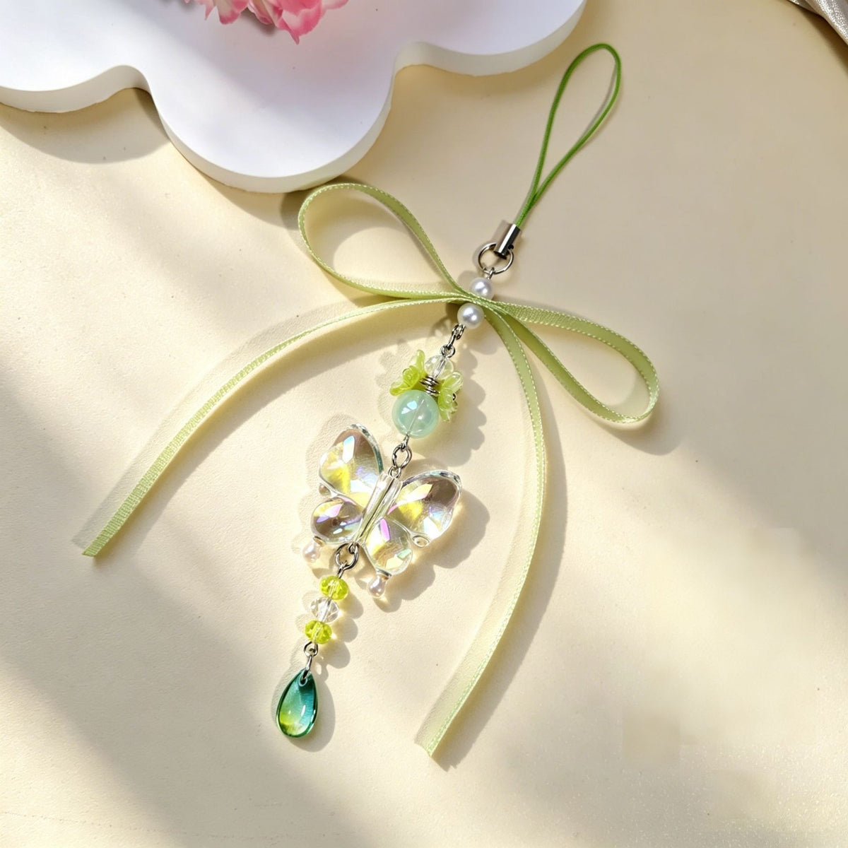 Pastel Bow Beaded Keychain Phone Charm - Color_30