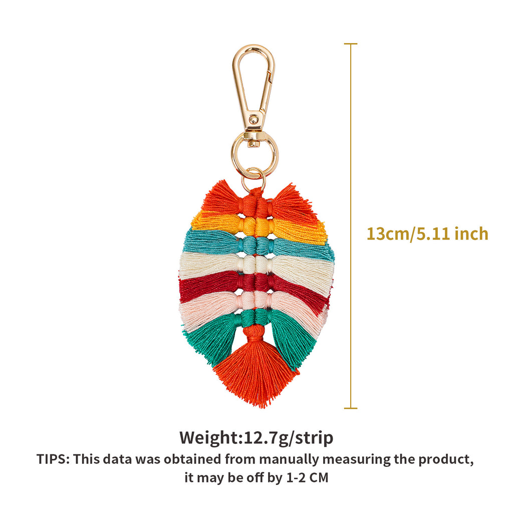 Woven Leaf Tassel Bag Charm Keychain - Color - 2