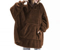 Oversized Sherpa Fleece Wearable Blanket Hoodie - Coffee