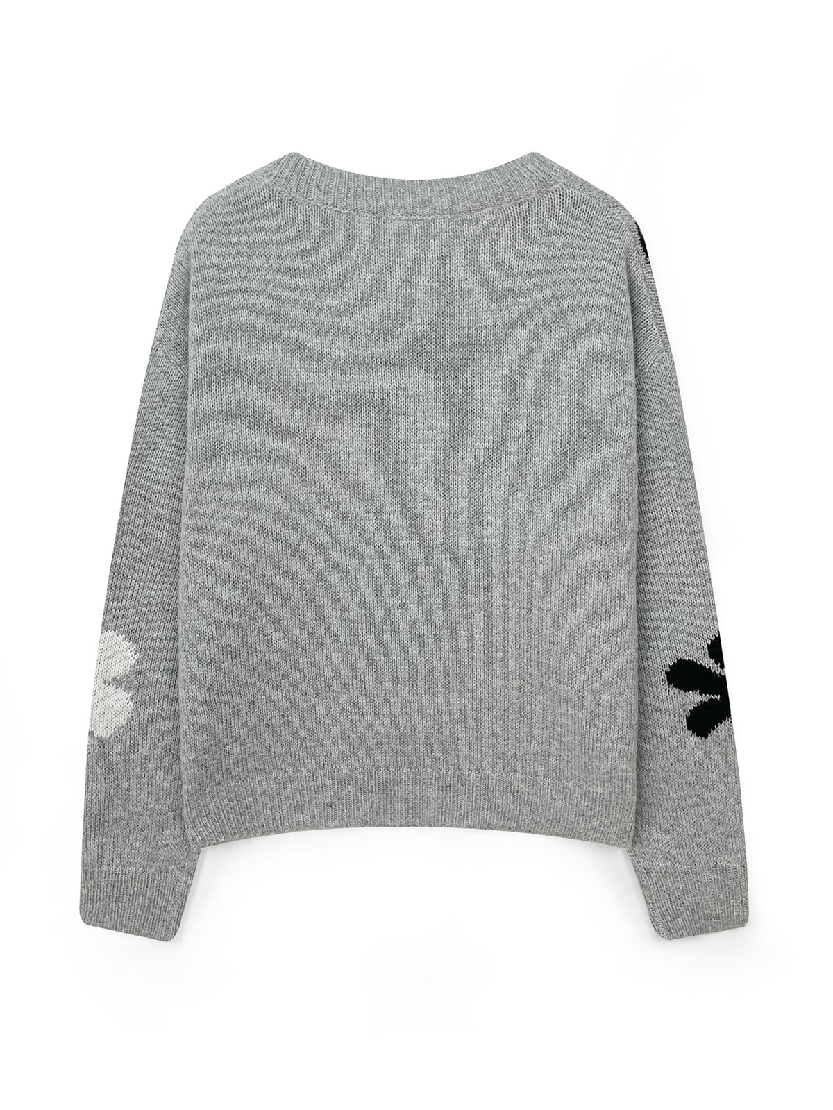 Retro Daisy Intarsia Knit Jumper - Grey - 1