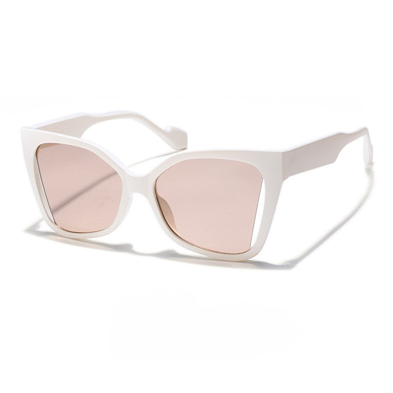 Angular Cat Eye Cutout Bridge Sunglasses - Beige