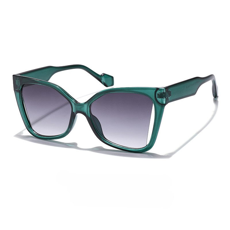 Angular Cat Eye Cutout Bridge Sunglasses - Green