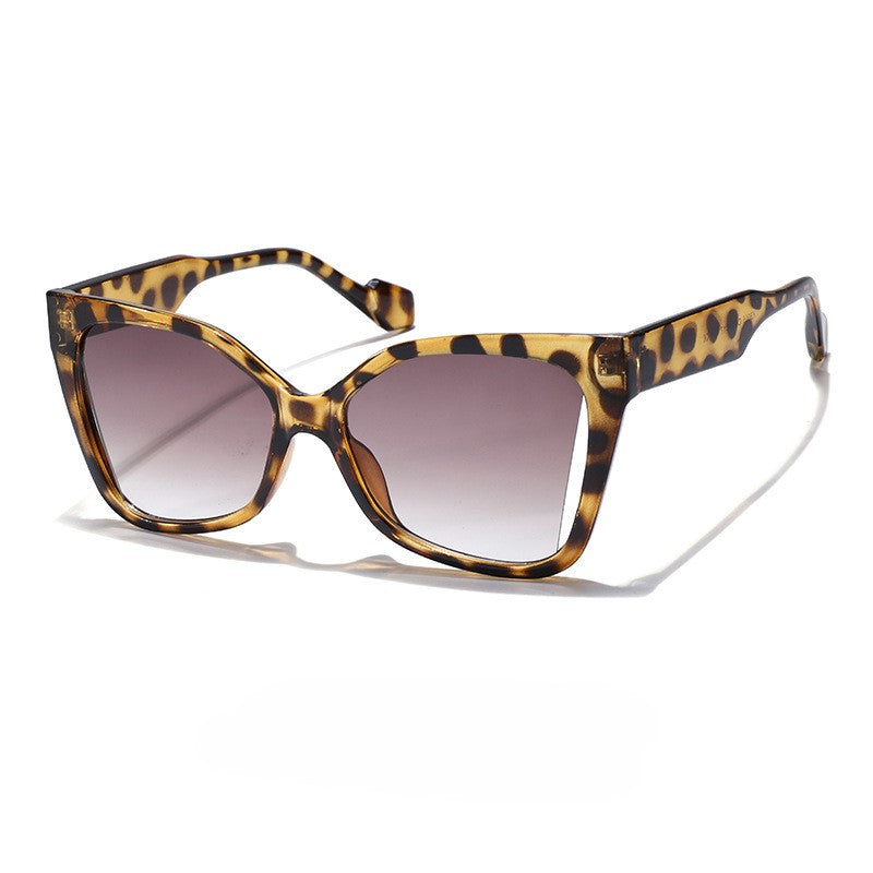 Angular Cat Eye Cutout Bridge Sunglasses - Leopard