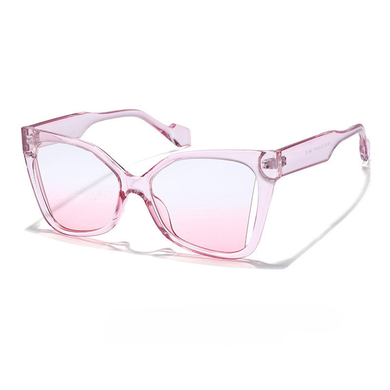 Angular Cat Eye Cutout Bridge Sunglasses - Pink