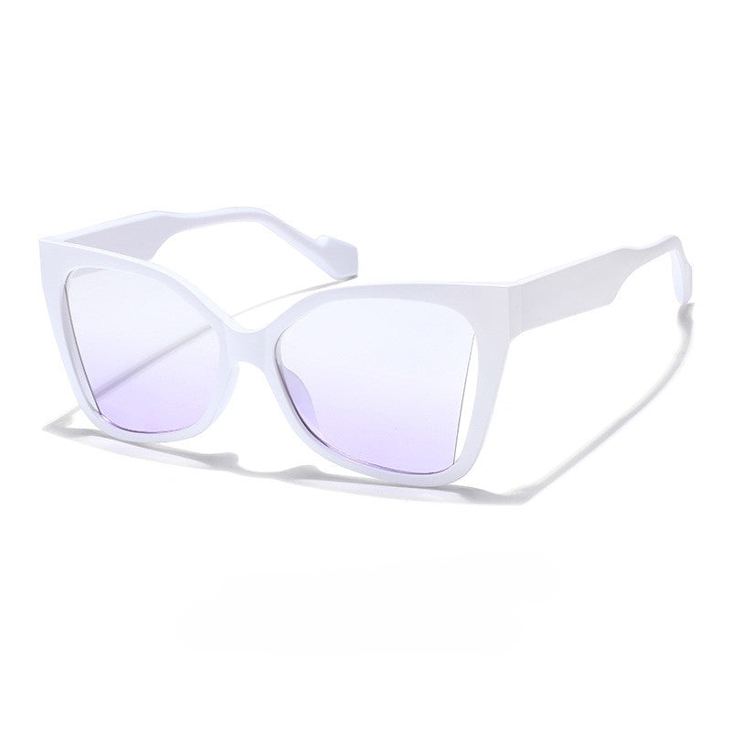 Angular Cat Eye Cutout Bridge Sunglasses - White