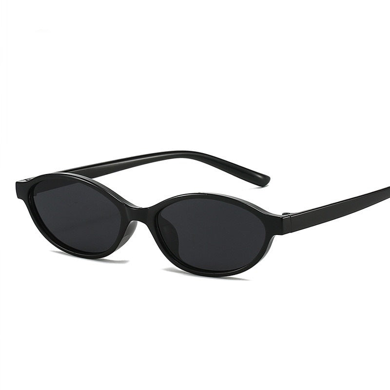 Narrow Oval Sunglasses With Slim Arms - Color_01