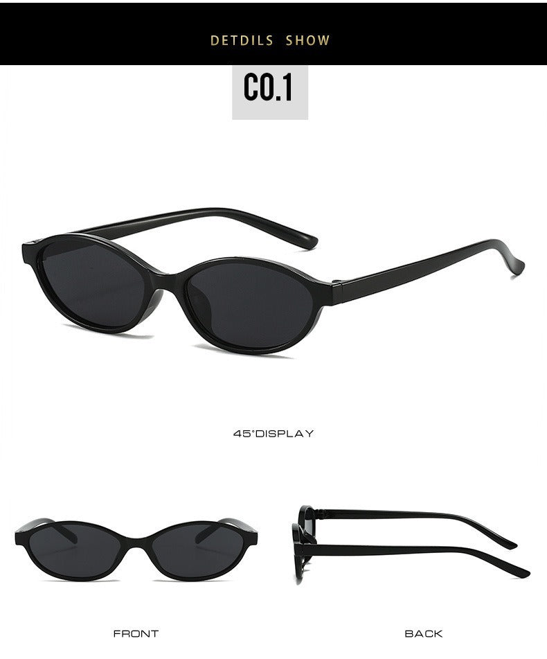 Narrow Oval Sunglasses With Slim Arms