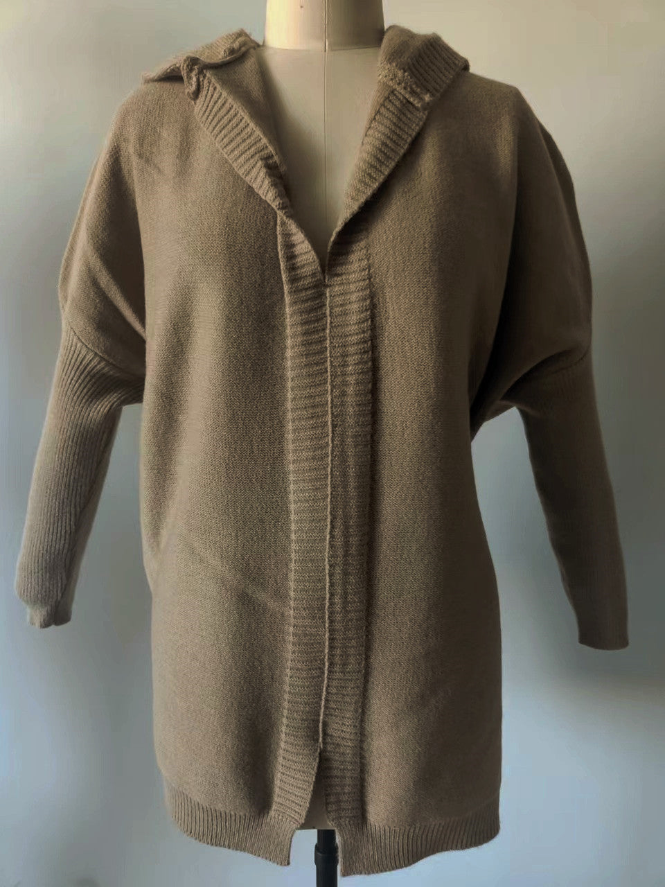 Exposed Seam Hooded Longline Knit Cardigan - view 5