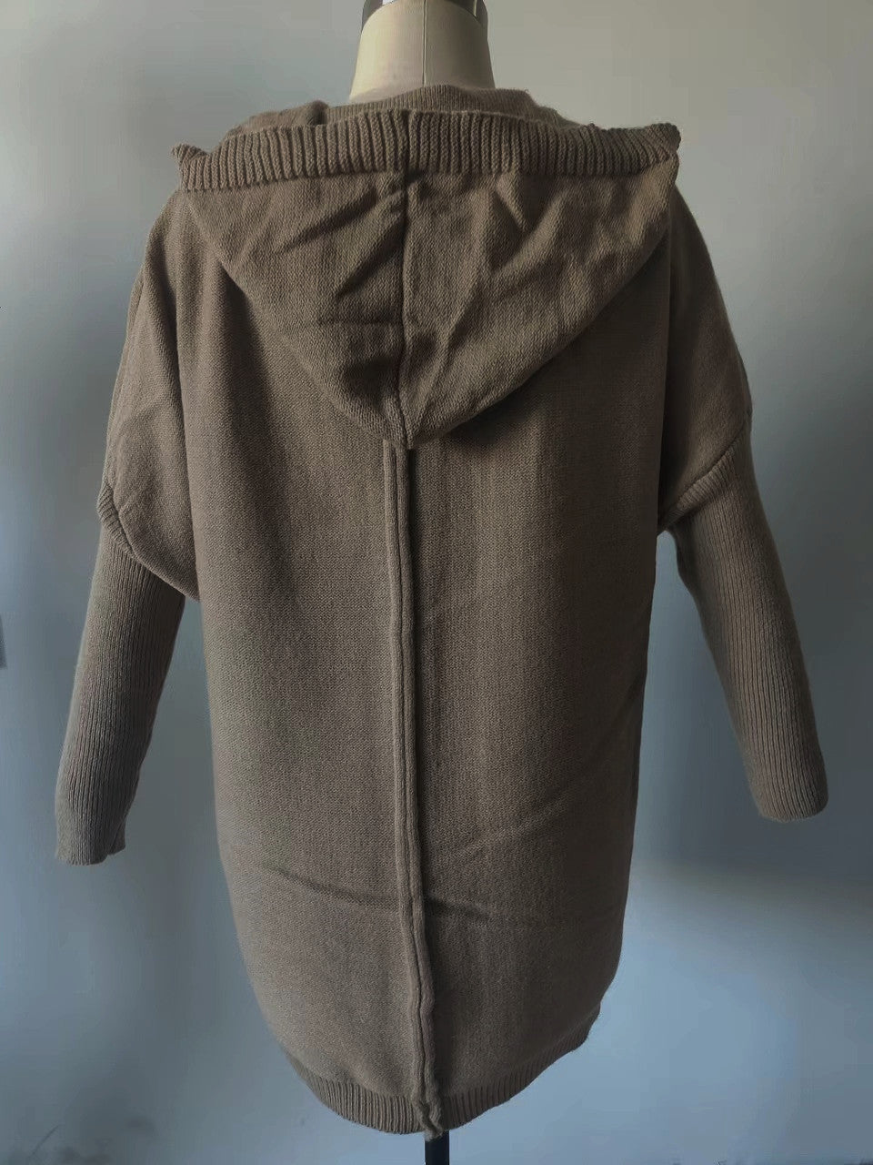 Exposed Seam Hooded Longline Knit Cardigan - view 6