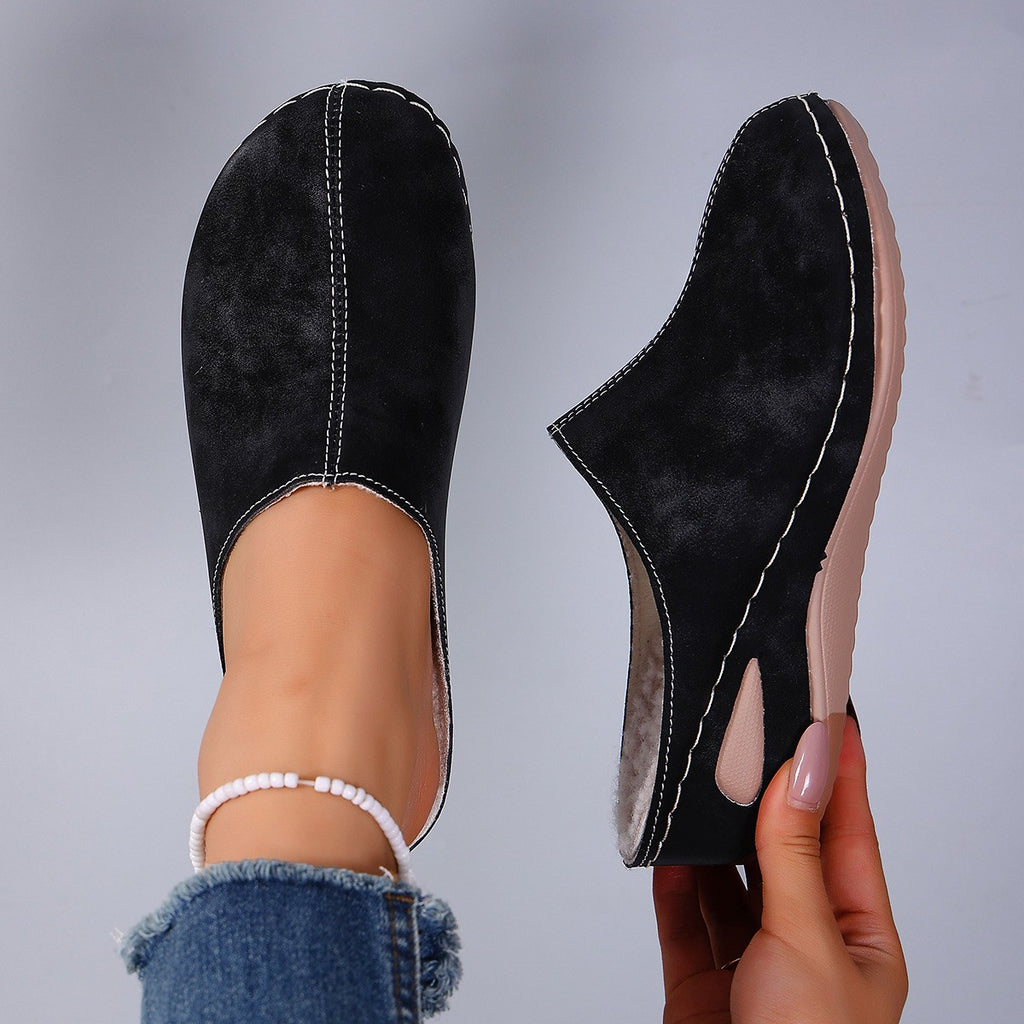Fleece Lined Wedge Clog Mules