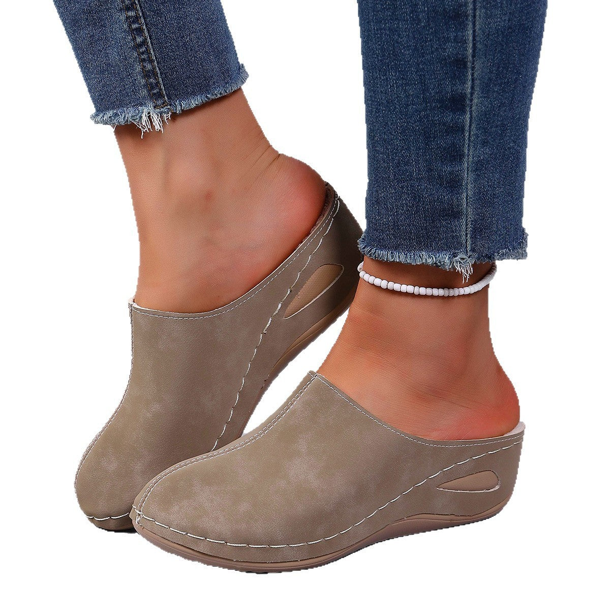 Fleece Lined Wedge Clog Mules