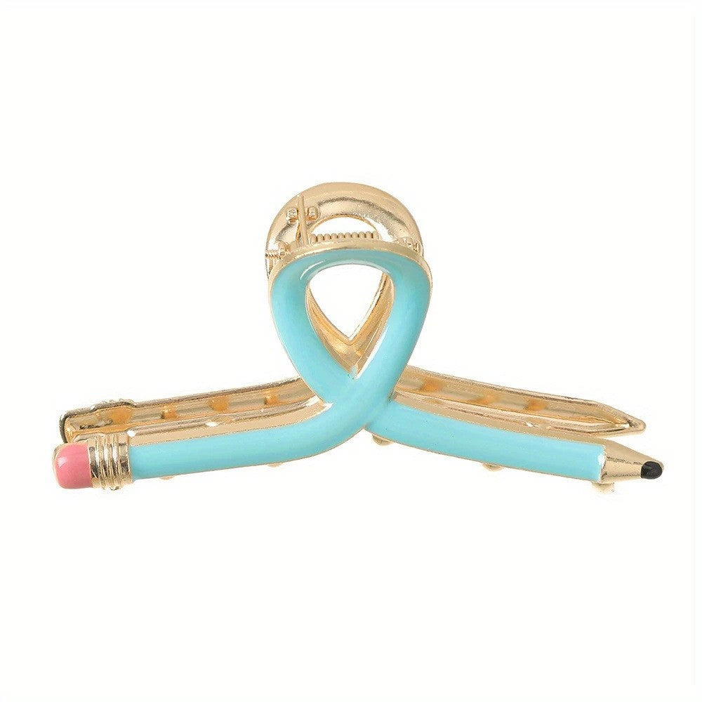 Novelty Pencil Hair Claw Clips For Updos - Blue