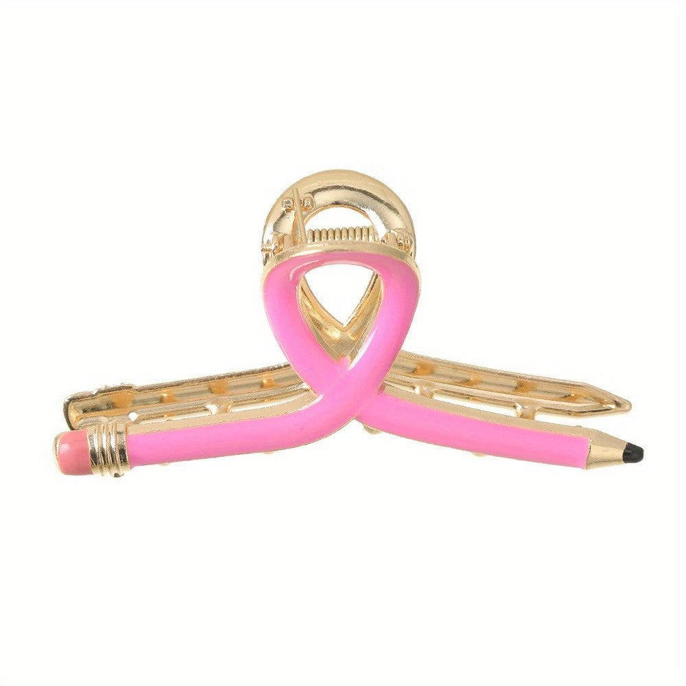 Novelty Pencil Hair Claw Clips For Updos - Pink