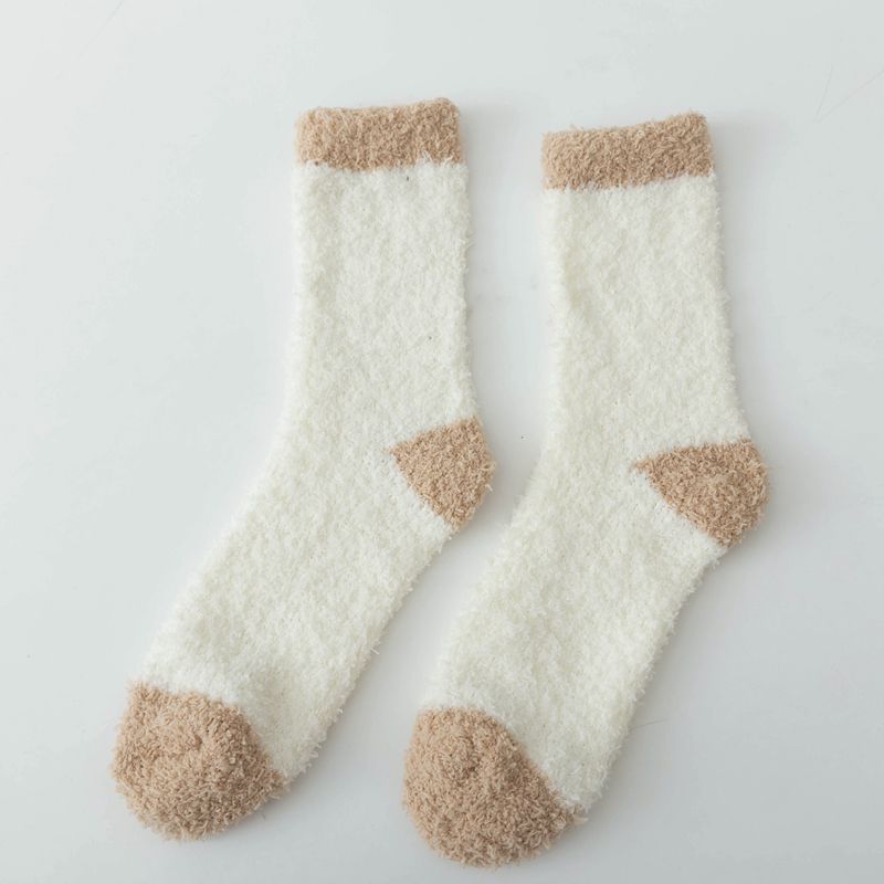 Fluffy Striped Plush Sleep Socks - NO03