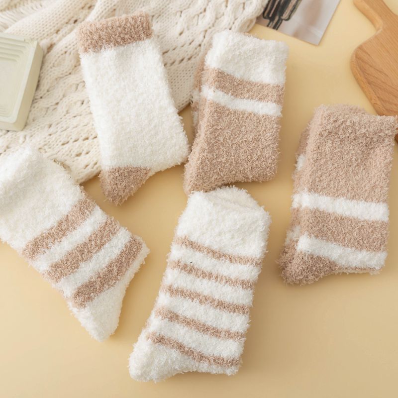 Fluffy Striped Plush Sleep Socks - view 2