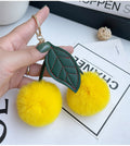 Fluffy Cherry Pom Pom Keychain Bag Charm - Yellow