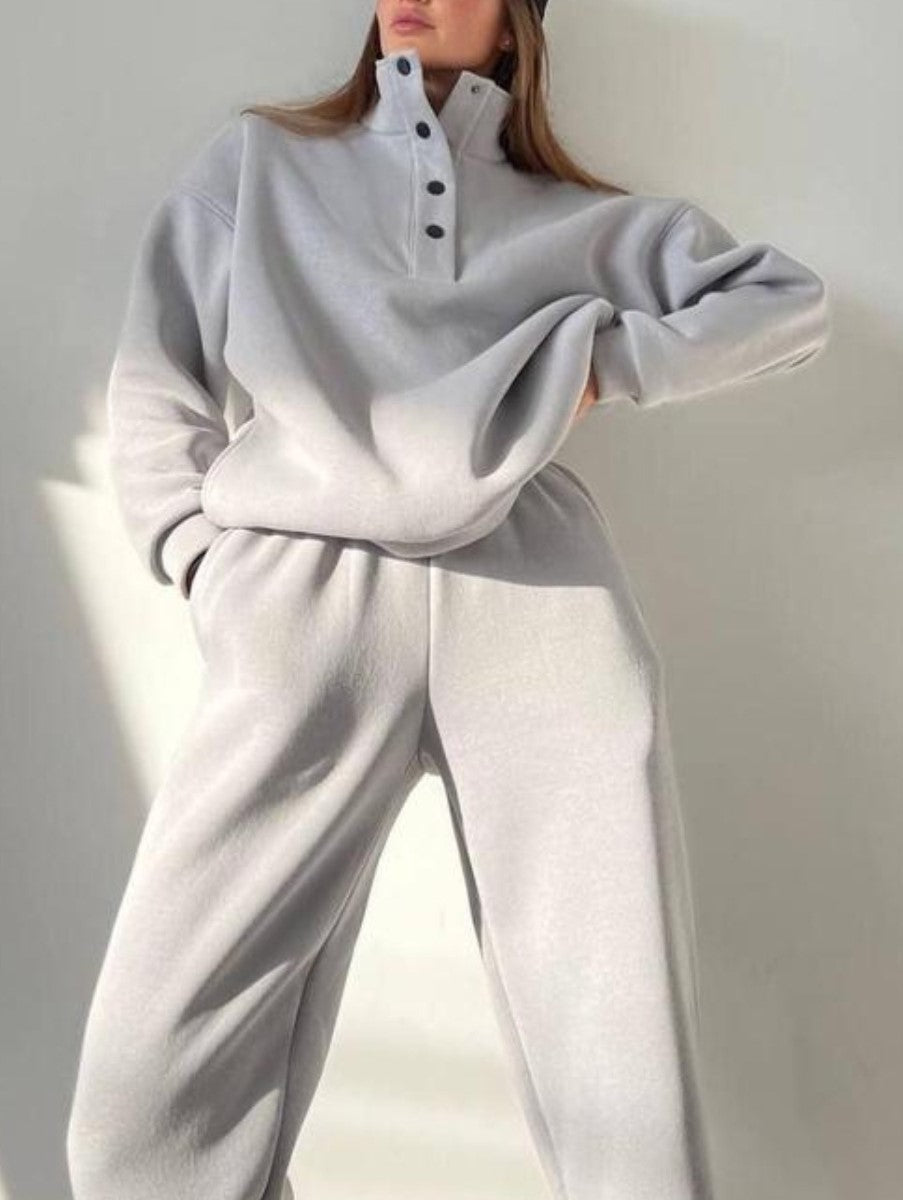 Mock Neck Snap Sweatshirt And Pant Set - view 1