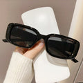 Small Rectangle Retro Narrow Sunglasses - Black