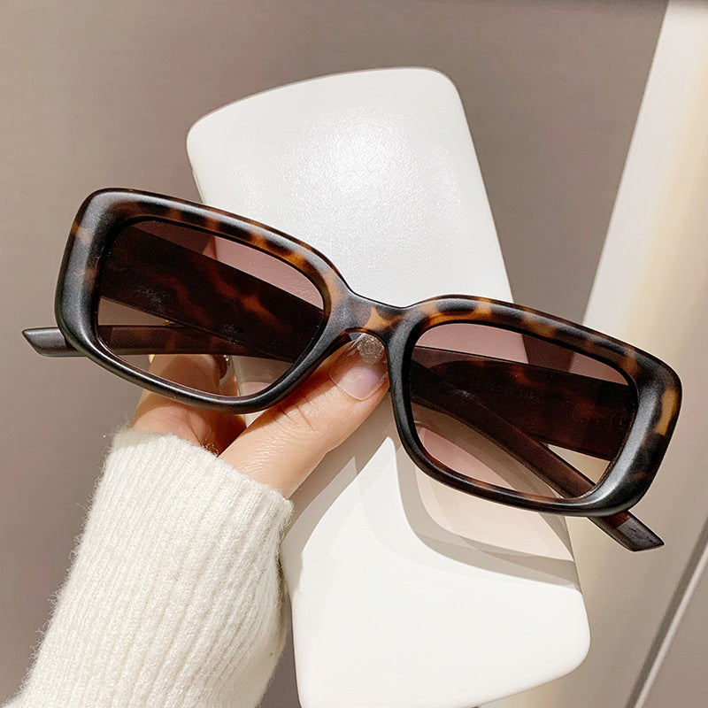 Small Rectangle Retro Narrow Sunglasses - Leopard