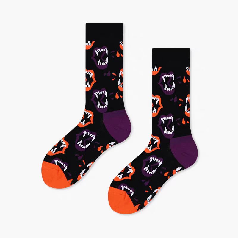 Spooky Halloween Print Crew Socks - Scream