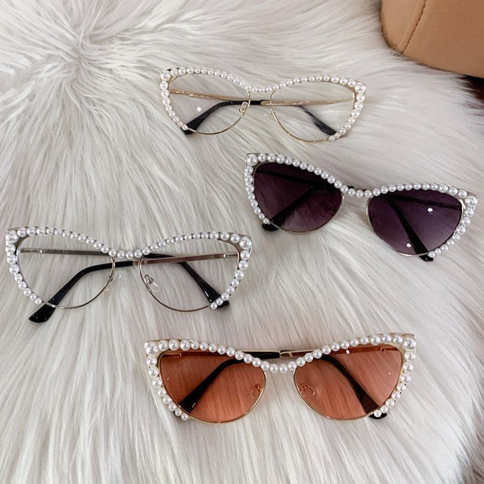 Pearl Embellished Cat Eye Sunglasses