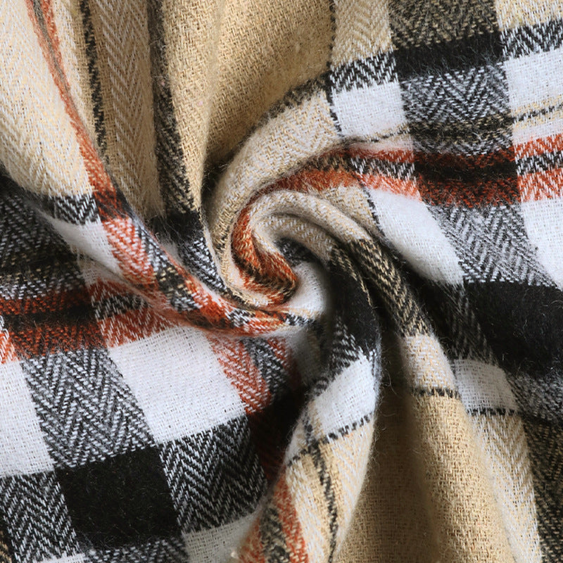 Plaid Flannel Shirt and Skirt Set - Khaki - 1